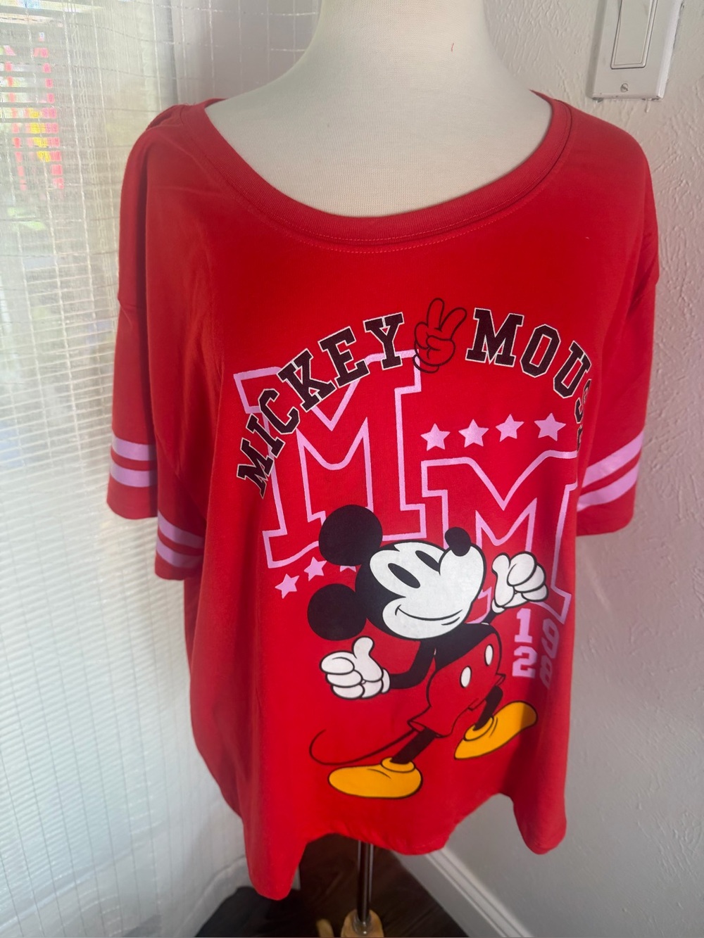 Disney Mickey Mouse Front & Back Graphic Tee Red Plus Size 3X NWOT